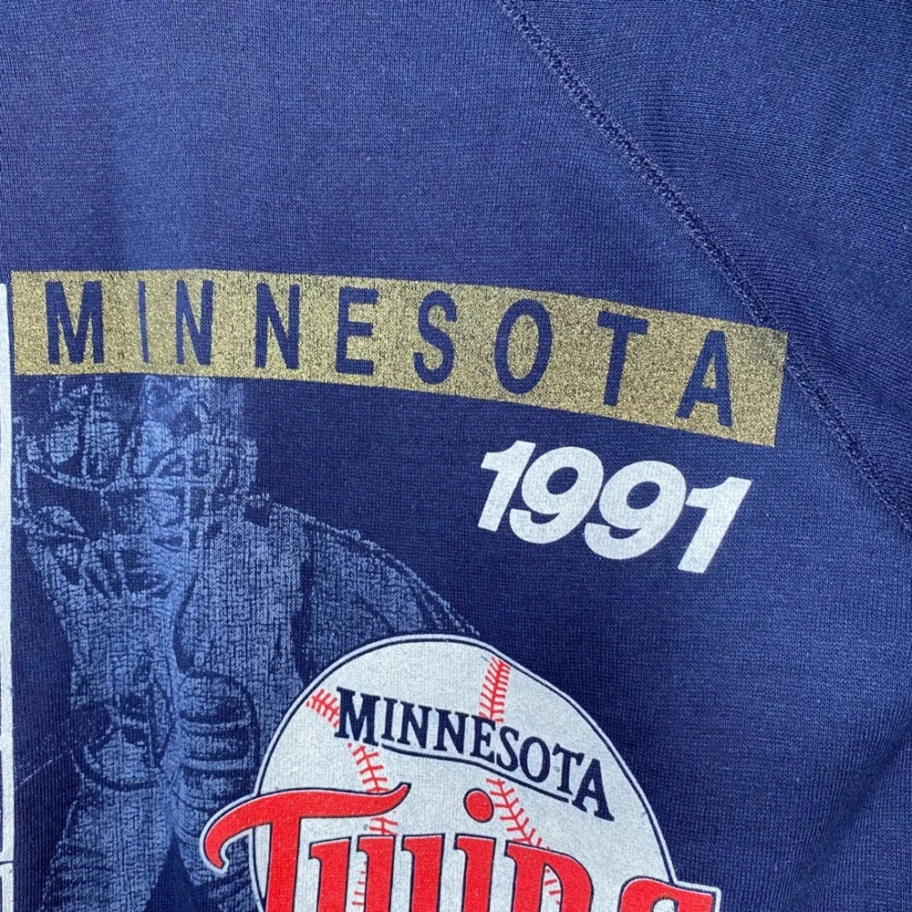 Vintage Minnesota Twins 1991 World Series Champions Sweatshirt Navy‎ Blue